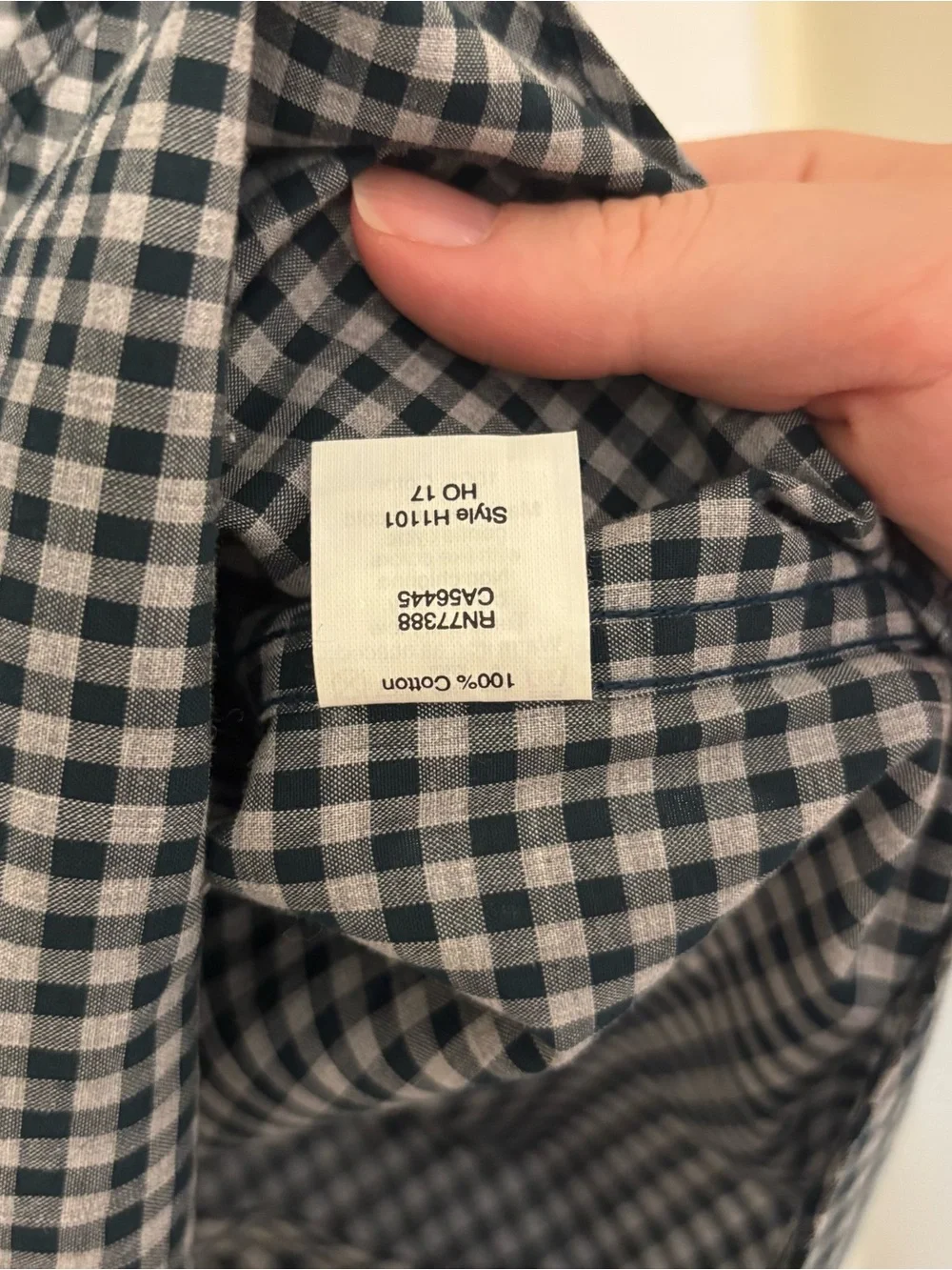J. Crew Men’s Navy and Gray Gingham Button-Down Shirt
